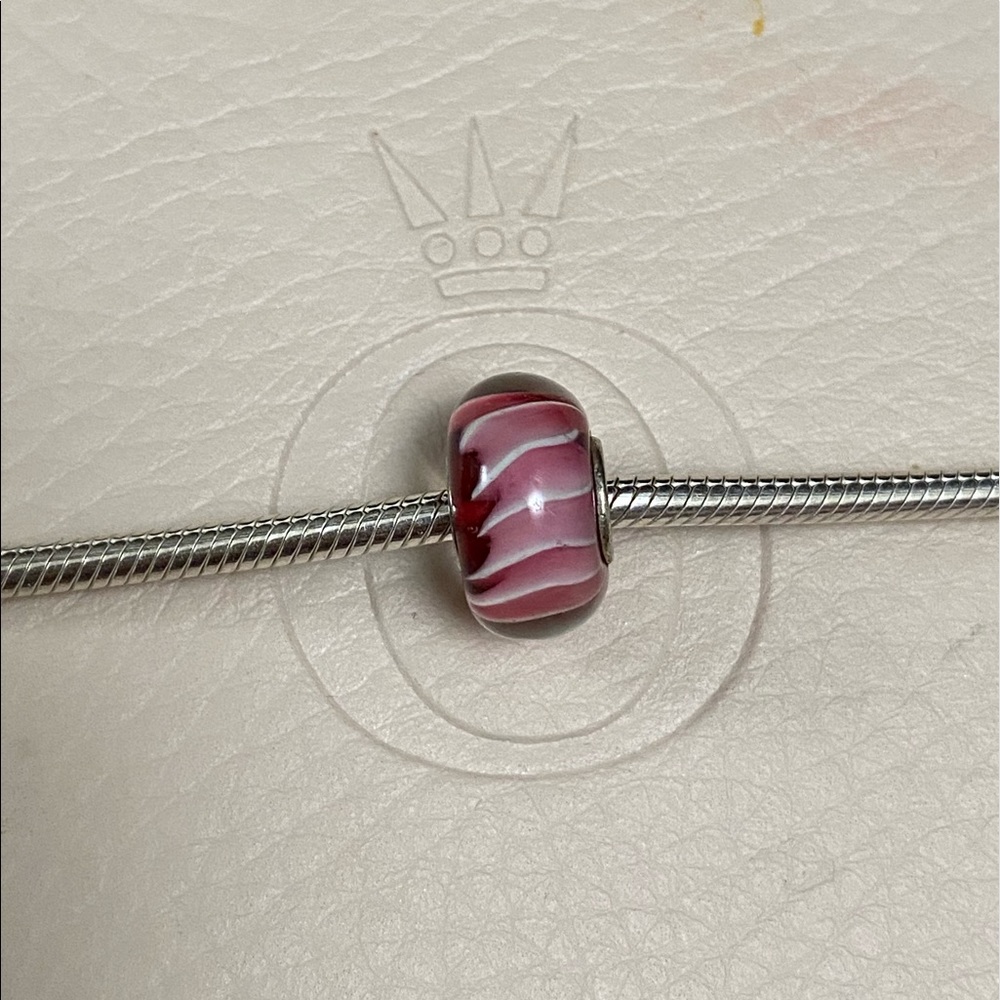 Pink glass bead - fits pandora bracelets